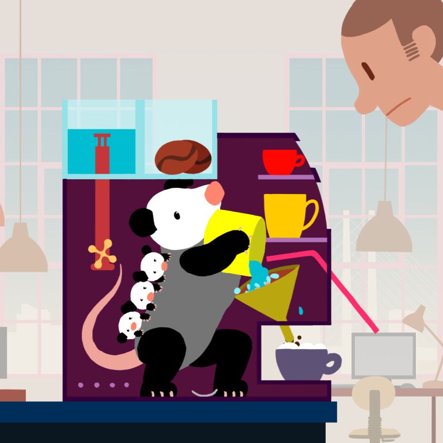 Still from the 2D animated short Opossum