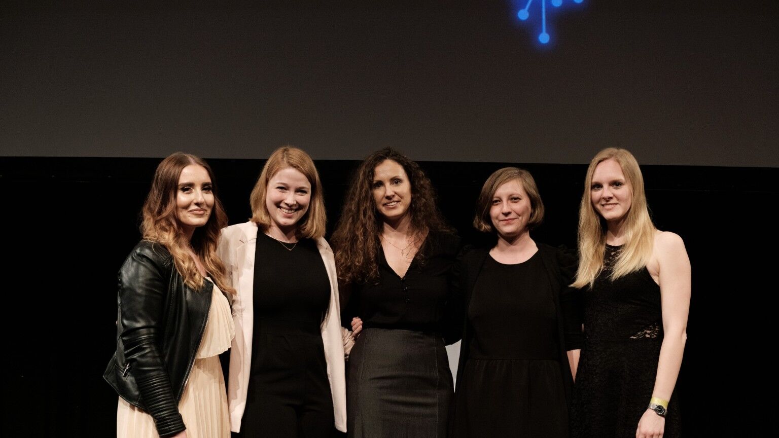 Anna Matacz at the graduation ceremony with graduates from the field Animation/Effects Producing